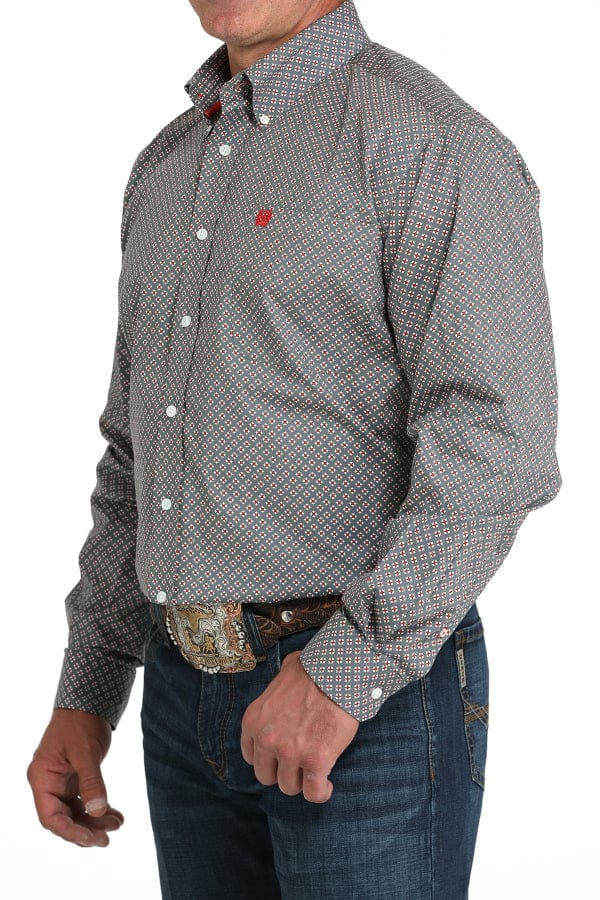 Cinch Men's Grey Allover Print Shirt-Men's Shirts-Cinch-Whiskey Ray's Boutique, Women's Western Wear Boutique in Waxahachie, TX