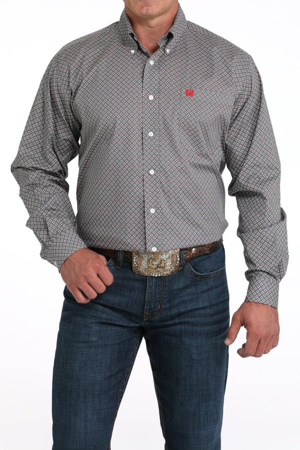 Cinch Men's Grey Allover Print Shirt-Men's Shirts-Cinch-Whiskey Ray's Boutique, Women's Western Wear Boutique in Waxahachie, TX
