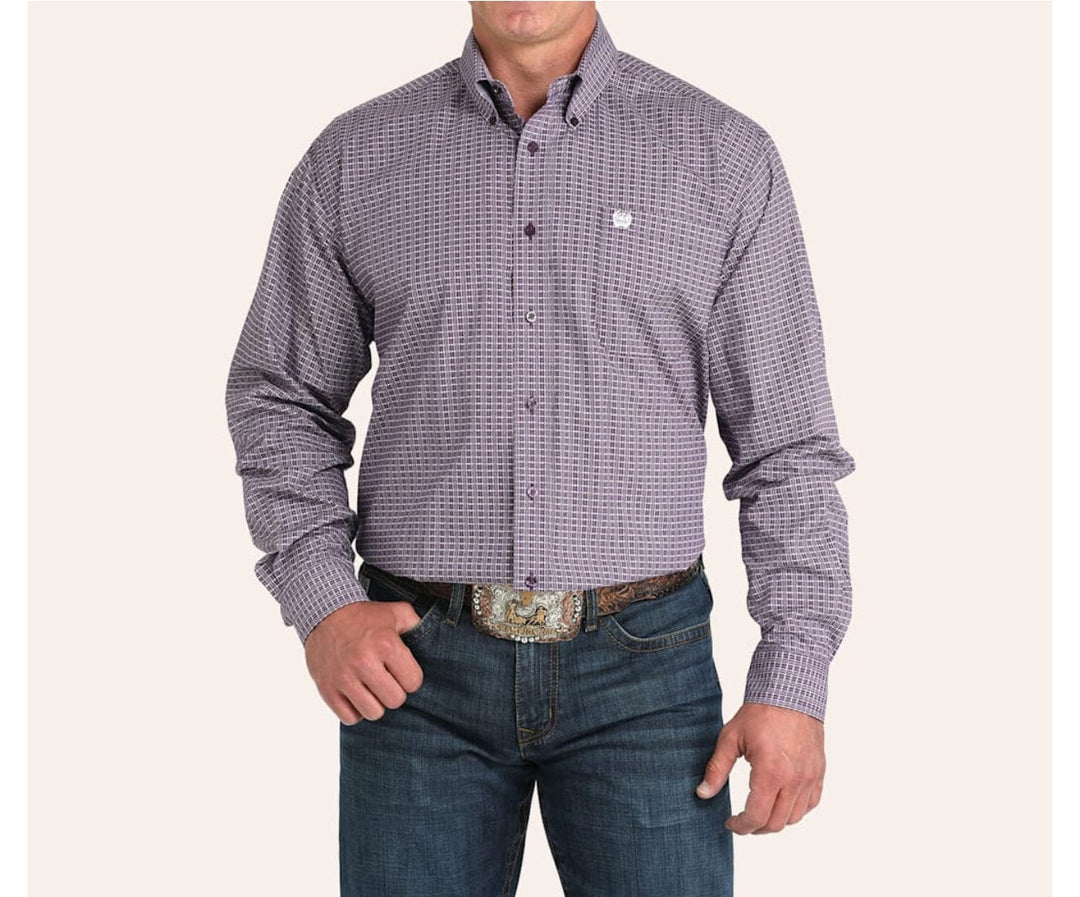 Cinch Men's Purple Plaid Western Shirt- MTW1105975-Men's Shirts-Cinch-Whiskey Ray's Boutique, Women's Western Wear Boutique in Waxahachie, TX