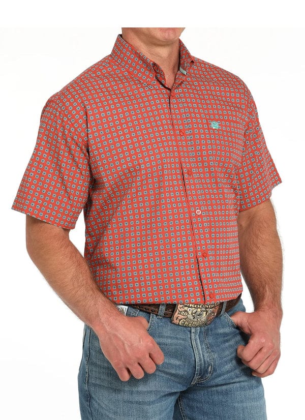 Cinch Men's Rust Red Geo Print Western Shirt-Men's Shirts-Cinch-Whiskey Ray's Boutique, Women's Western Wear Boutique in Waxahachie, TX