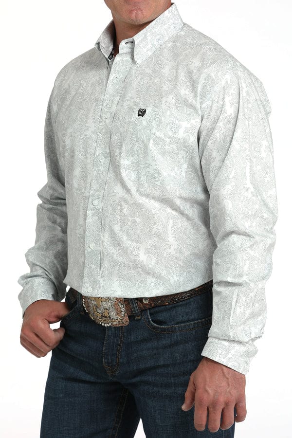Cinch Men's White Paisley Print Western Shirt-Men's Shirts-Cinch-Whiskey Ray's Boutique, Women's Western Wear Boutique in Waxahachie, TX