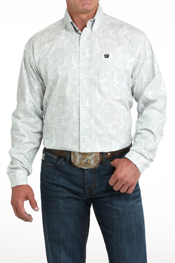 Cinch Men's White Paisley Print Western Shirt-Men's Shirts-Cinch-Whiskey Ray's Boutique, Women's Western Wear Boutique in Waxahachie, TX