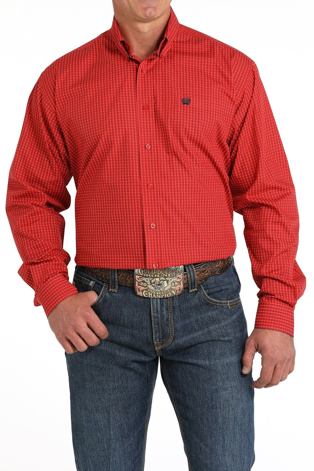 CINCH Money Print Button-Down Western Shirt - Red-Men's Shirts-Cinch-Whiskey Ray's Boutique, Women's Western Wear Boutique in Waxahachie, TX