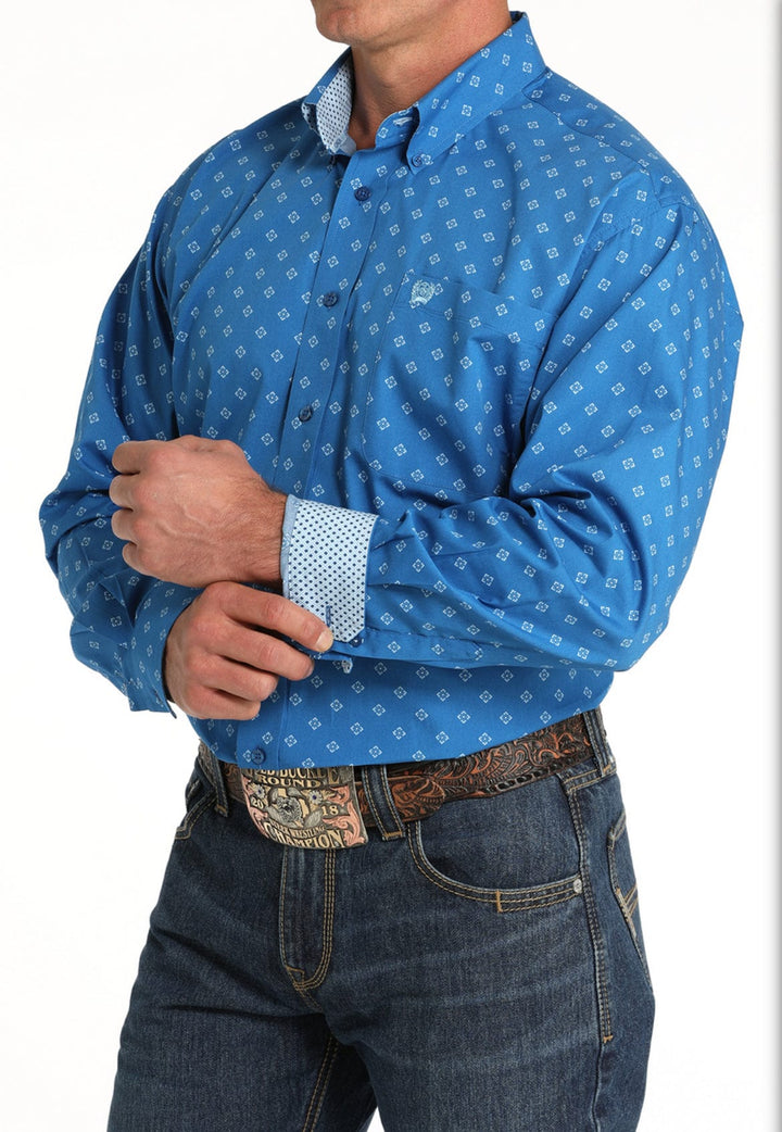 Cinch Royal Blue Geometric Print-Men's Shirts-Cinch-Whiskey Ray's Boutique, Women's Western Wear Boutique in Waxahachie, TX