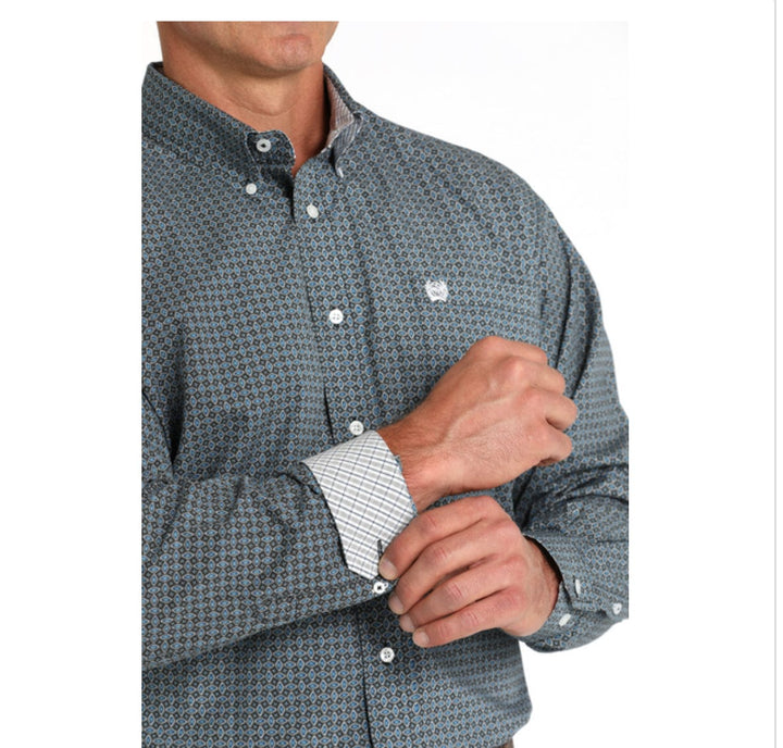 Cinch Royal Blue Geometric Print-Men's Shirts-Cinch-Whiskey Ray's Boutique, Women's Western Wear Boutique in Waxahachie, TX