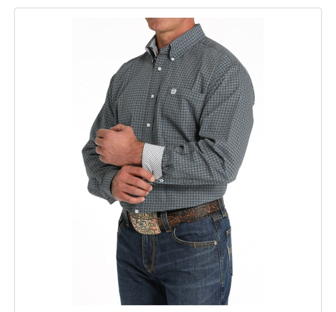 Cinch Royal Blue Geometric Print-Men's Shirts-Cinch-Whiskey Ray's Boutique, Women's Western Wear Boutique in Waxahachie, TX