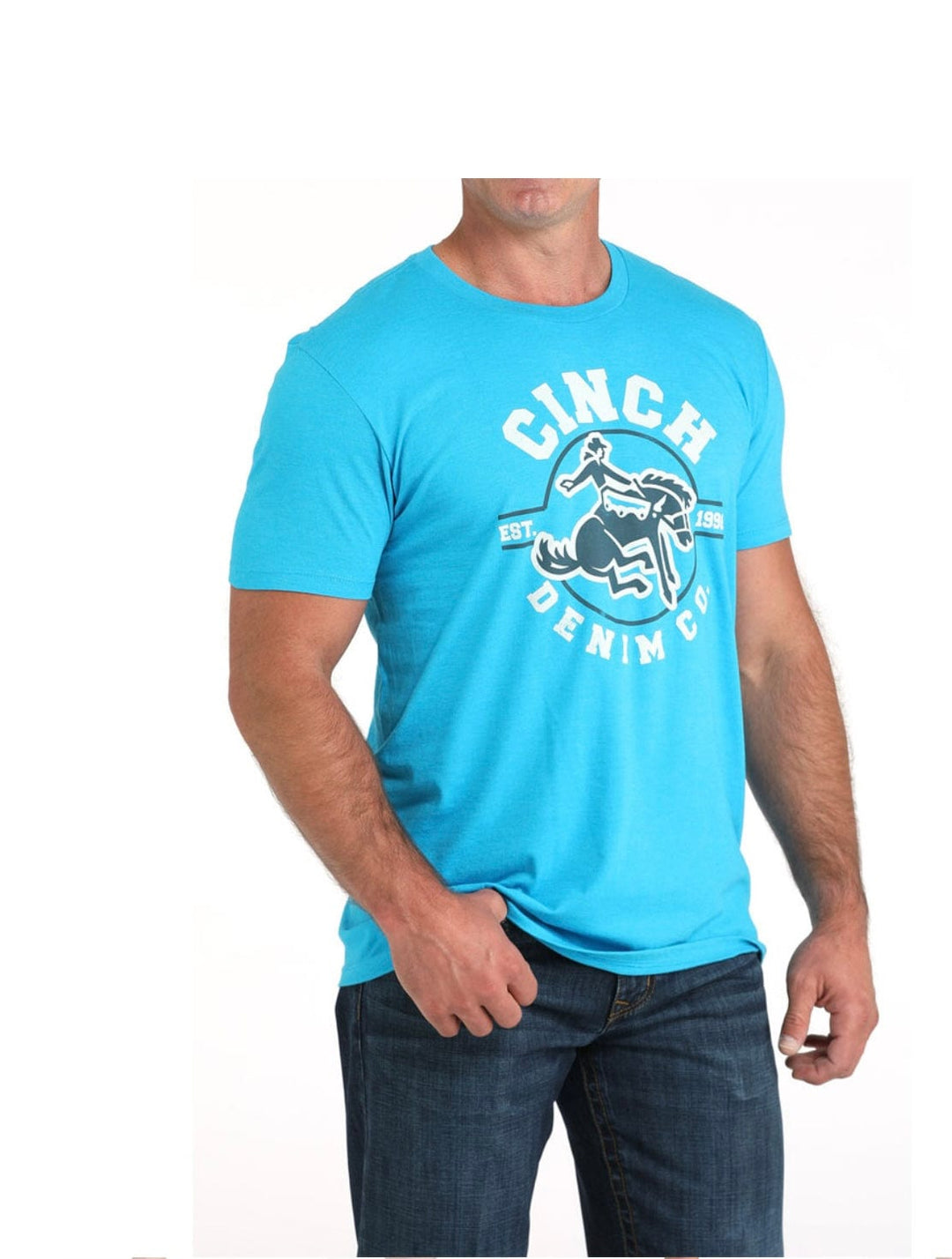 Cinch T-Shirt Bronc Denim Co-Men's Shirts-Cinch-Whiskey Ray's Boutique, Women's Western Wear Boutique in Waxahachie, TX