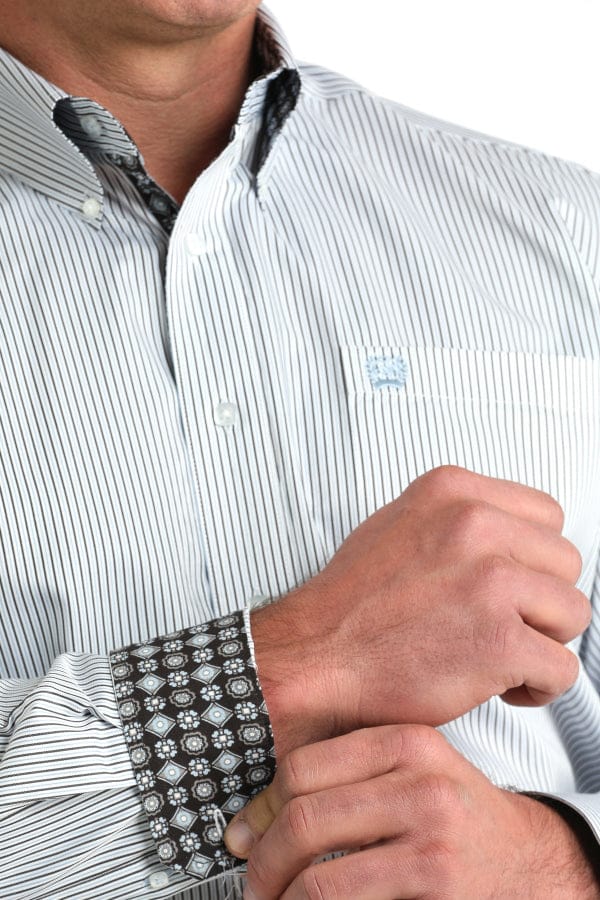 Cinch Tencel Black and White Long Sleeve Shirt-Men's Shirts-Cinch-Whiskey Ray's Boutique, Women's Western Wear Boutique in Waxahachie, TX