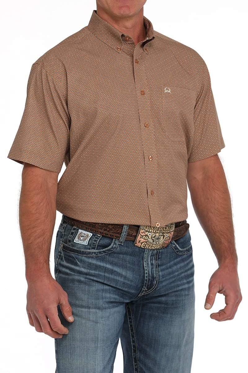 Men's Arenaflex Geometric Button Down Shirt-Brown-Men's Shirts-Cinch-Whiskey Ray's Boutique, Women's Western Wear Boutique in Waxahachie, TX