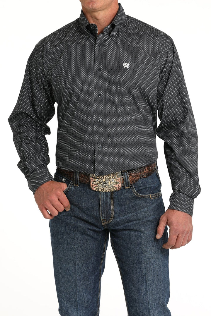 Men's Geometric Button-Down Western Shirt - Blue-Men's Shirts-Cinch-Whiskey Ray's Boutique, Women's Western Wear Boutique in Waxahachie, TX