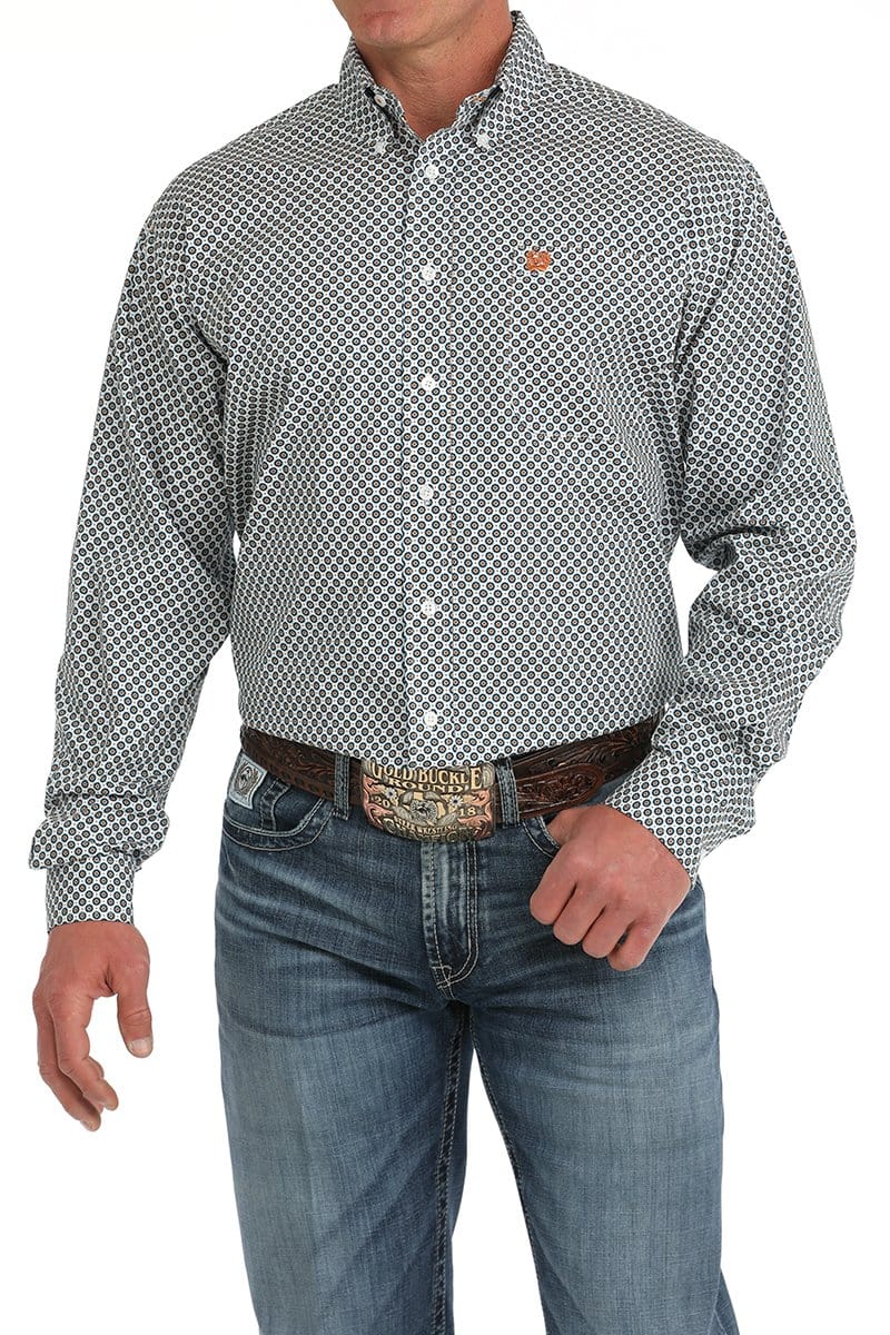 Men's Geometric Print Button Down Shirt-Men's Shirts-Cinch-Whiskey Ray's Boutique, Women's Western Wear Boutique in Waxahachie, TX