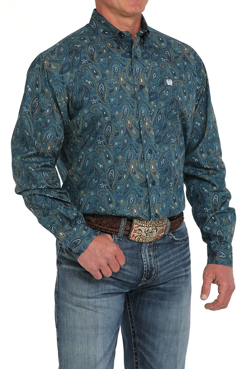 Men's Paisley Print Button Down Shirt-Men's Shirts-Cinch-Whiskey Ray's Boutique, Women's Western Wear Boutique in Waxahachie, TX