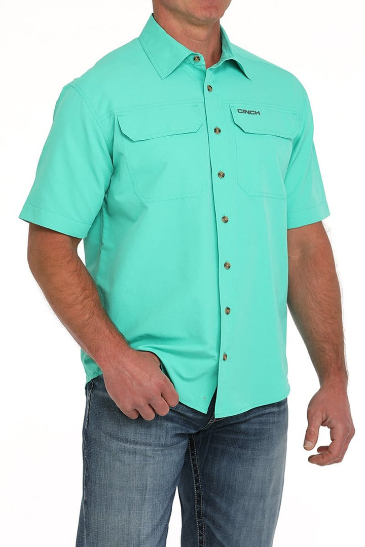 Men's Ripstop Solid Button Down Shirt-Turquoise-Men's Shirts-Cinch-Whiskey Ray's Boutique, Women's Western Wear Boutique in Waxahachie, TX