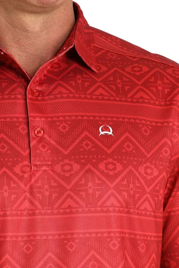 Men's Western Print Polo - Red-Men's Shirts-Cinch-Whiskey Ray's Boutique, Women's Western Wear Boutique in Waxahachie, TX