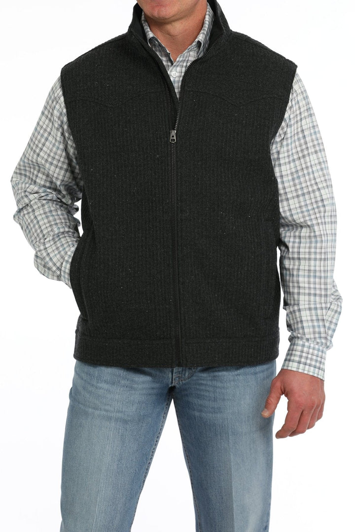 Men's Wool Bonded Vest - Black-Men's Shirts-Cinch-Whiskey Ray's Boutique, Women's Western Wear Boutique in Waxahachie, TX