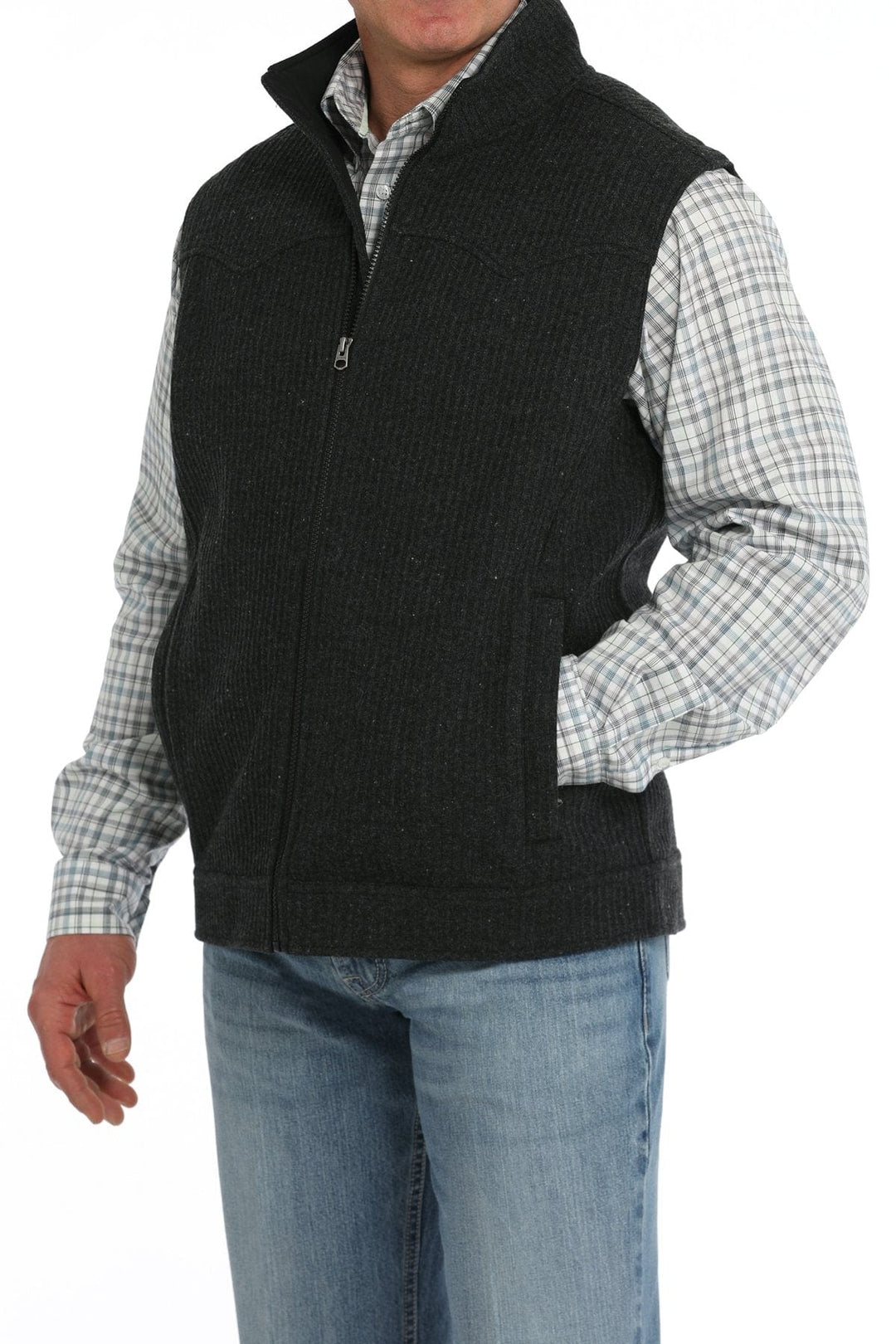 Men's Wool Bonded Vest - Black-Men's Shirts-Cinch-Whiskey Ray's Boutique, Women's Western Wear Boutique in Waxahachie, TX
