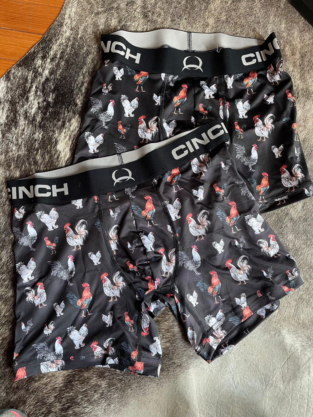 Men's 6" Rooster Boxer Brief - Black-Men's Underwear-Cinch-Whiskey Ray's Boutique, Women's Western Wear Boutique in Waxahachie, TX