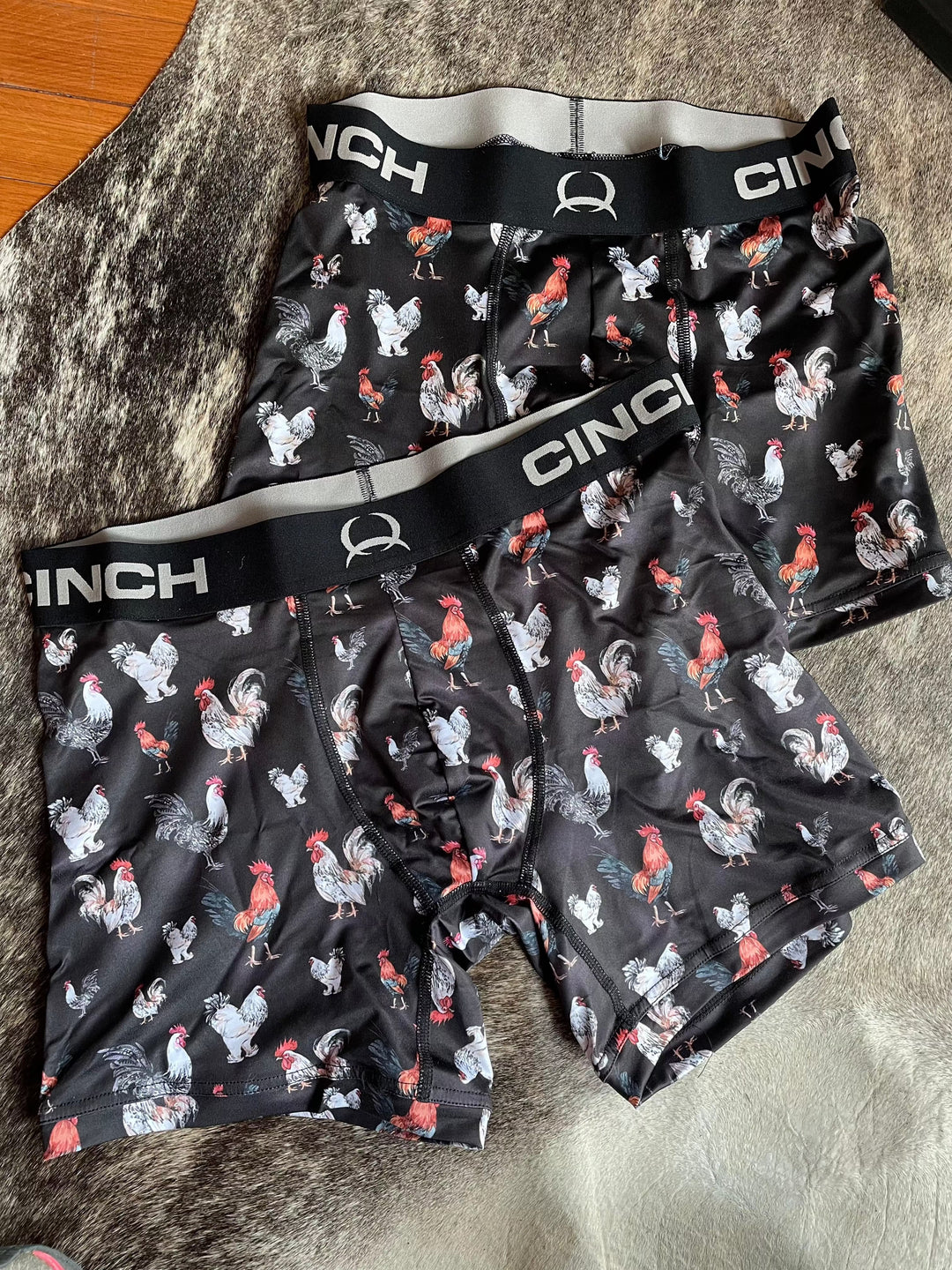Men's 6" Rooster Boxer Brief - Black-Men's Underwear-Cinch-Whiskey Ray's Boutique, Women's Western Wear Boutique in Waxahachie, TX