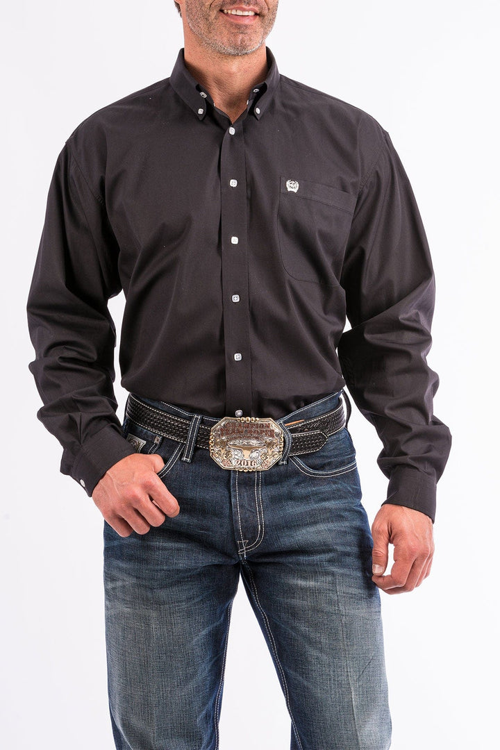 Cinch Men's Solid Black Long Sleeve Western Shirt-Men's Shirts-Cinch-Whiskey Ray's Boutique, Women's Western Wear Boutique in Waxahachie, TX