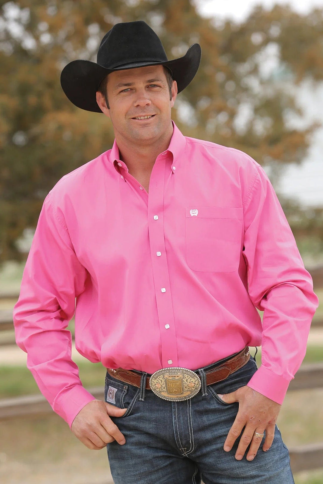 Cinch Men's Solid Pink Long Sleeve Western Shirt-Men's Shirts-Cinch-Whiskey Ray's Boutique, Women's Western Wear Boutique in Waxahachie, TX