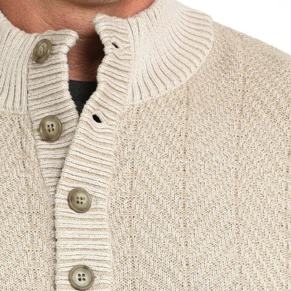 Cinch Men's Cream Button Herringbone Knit Sweater-Sweaters-Cinch-Whiskey Ray's Boutique, Women's Western Wear Boutique in Waxahachie, TX