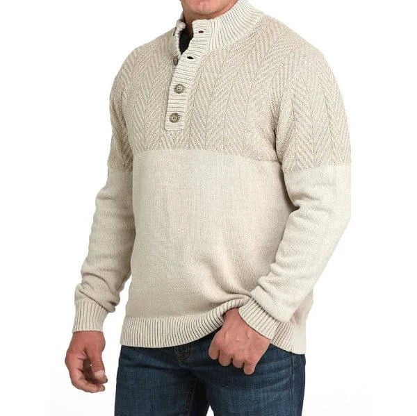 Cinch Men's Cream Button Herringbone Knit Sweater-Sweaters-Cinch-Whiskey Ray's Boutique, Women's Western Wear Boutique in Waxahachie, TX