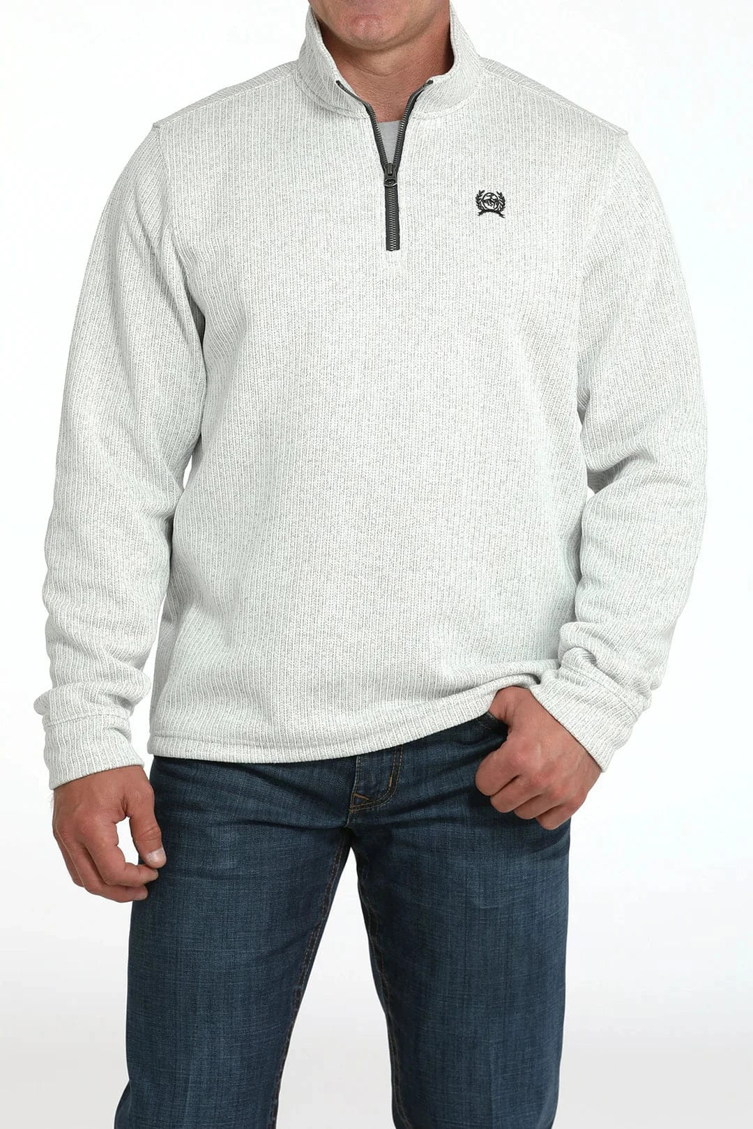 Cinch Men's Light Grey 1/4 Zip Sweater Knit Pullover-Sweaters-Cinch-Whiskey Ray's Boutique, Women's Western Wear Boutique in Waxahachie, TX