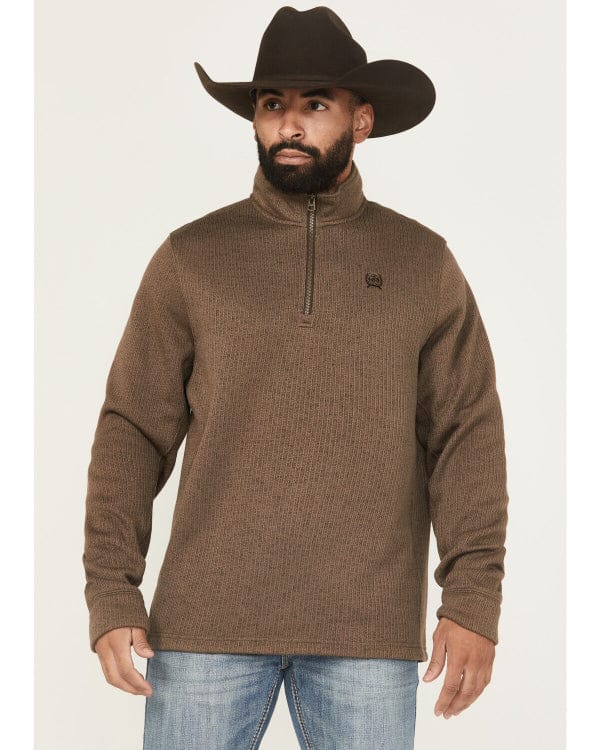 Cinch Men's Olive 1/2 Zip Sweater-Brown-Sweaters-Cinch-Whiskey Ray's Boutique, Women's Western Wear Boutique in Waxahachie, TX