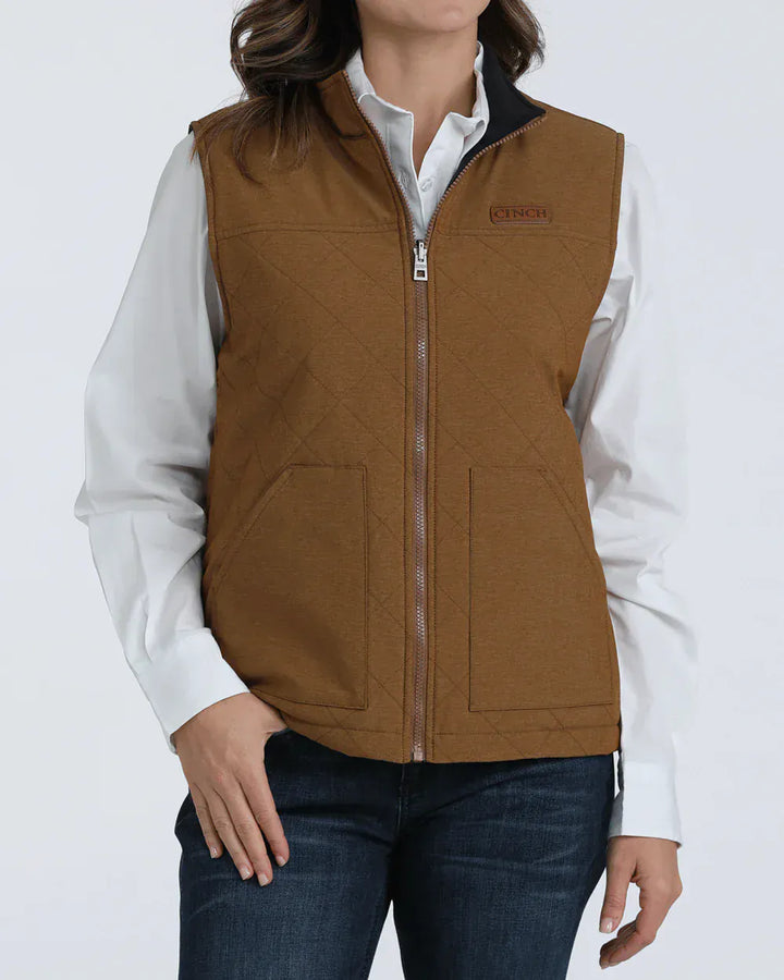 Cinch Classic Quilted Vest-Whiskey Tan & Brick Red-Vests-Cinch-Whiskey Ray's Boutique, Women's Western Wear Boutique in Waxahachie, TX