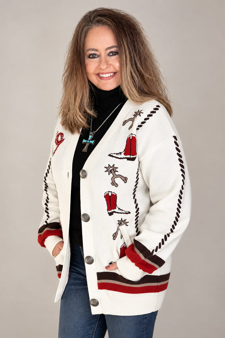 Rodeo Queen Knit Cardigan-Cardigans-Cruel-Whiskey Ray's Boutique, Women's Western Wear Boutique in Waxahachie, TX