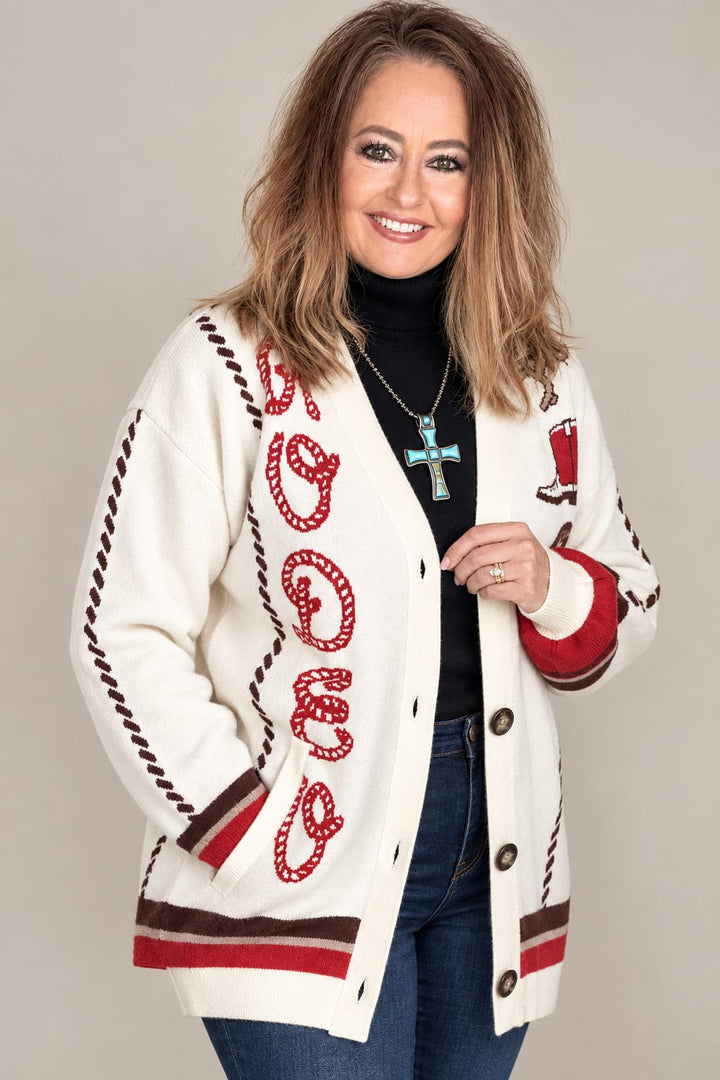 Rodeo Queen Knit Cardigan-Cardigans-Cruel-Whiskey Ray's Boutique, Women's Western Wear Boutique in Waxahachie, TX