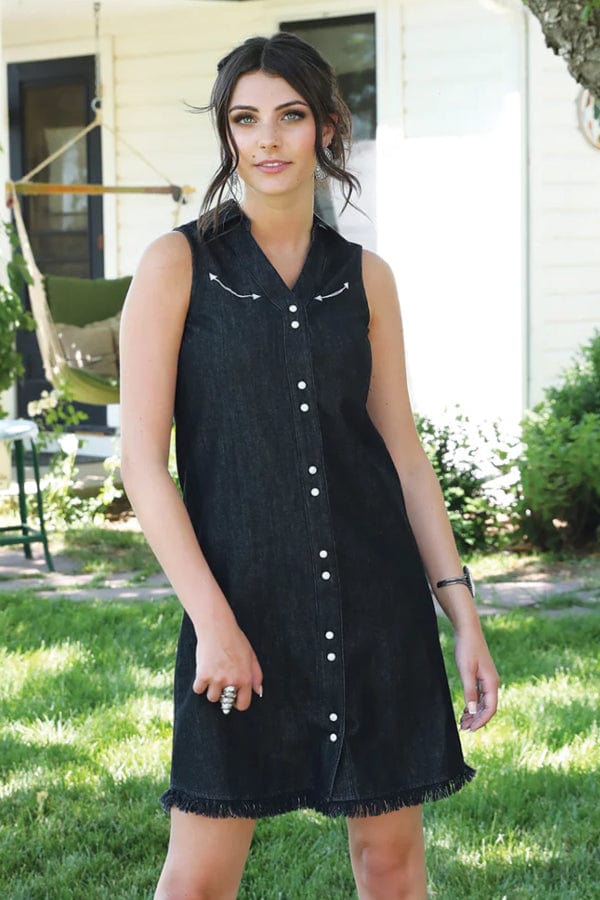 Women's Chambray Dress-Black-dress-Cruel-Whiskey Ray's Boutique, Women's Western Wear Boutique in Waxahachie, TX