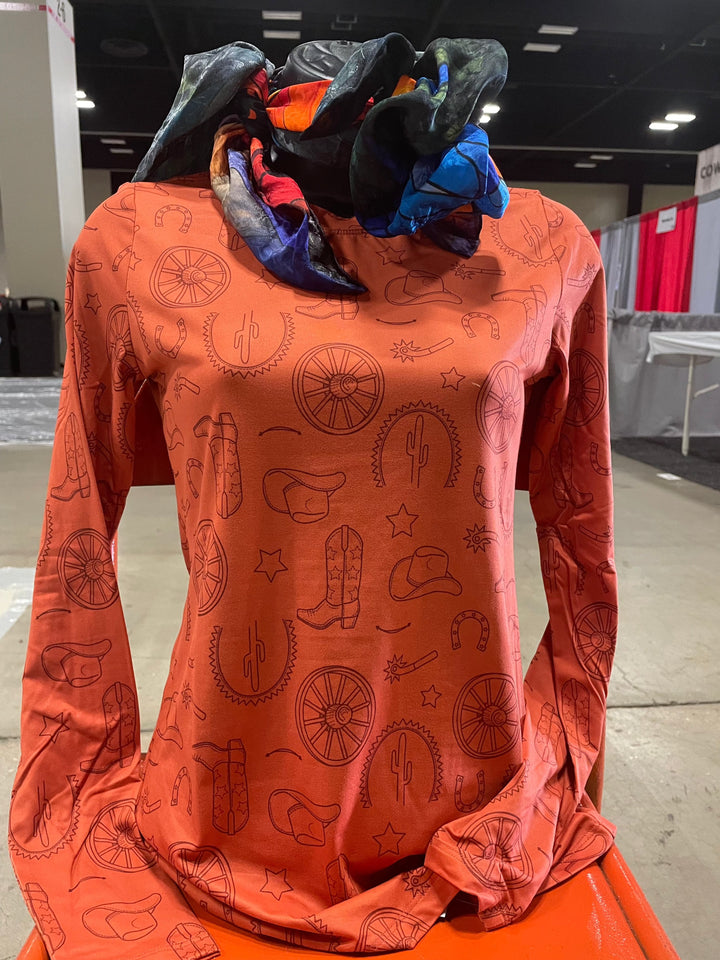 Western Theme Long Sleeve Top-Graphic Tops-Cruel-Whiskey Ray's Boutique, Women's Western Wear Boutique in Waxahachie, TX