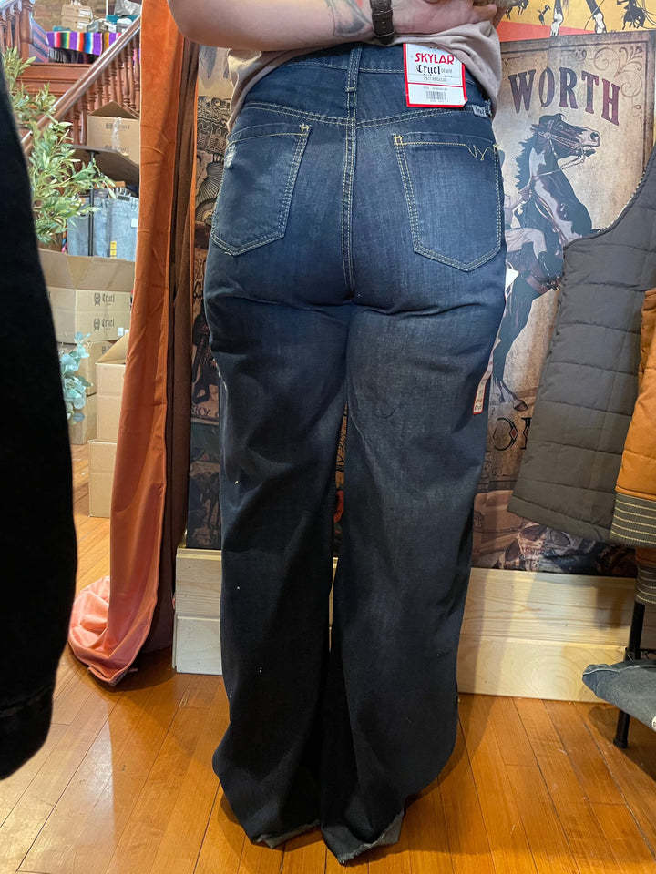 Woman’s Skylar Wide leg-Dark Stone-Jeans-Cruel-Whiskey Ray's Boutique, Women's Western Wear Boutique in Waxahachie, TX