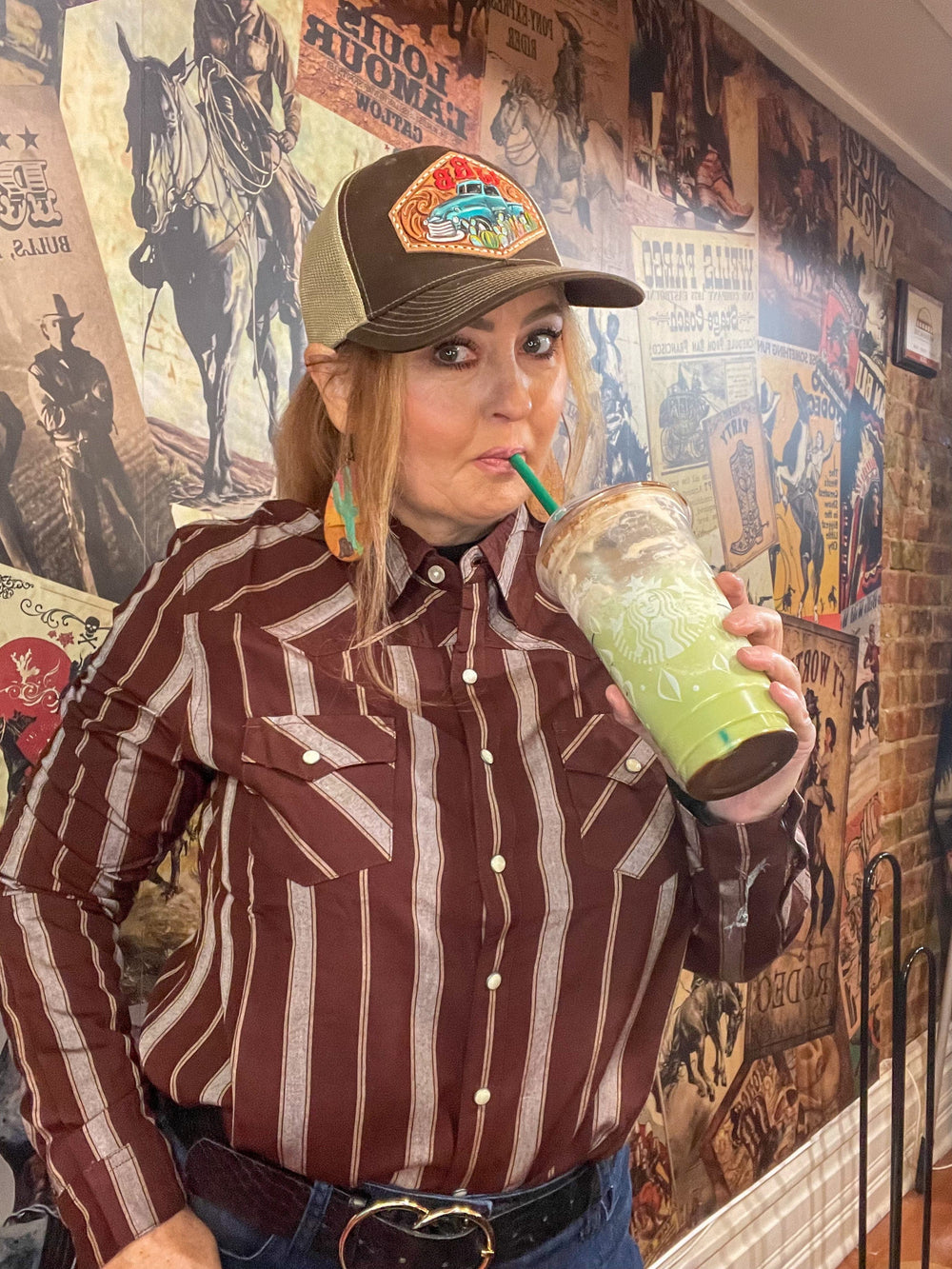 Women's Girlfriend Fit Yarn Dyed Stripe Western Shirt - Burgundy-Long Sleeves-Cruel-Whiskey Ray's Boutique, Women's Western Wear Boutique in Waxahachie, TX