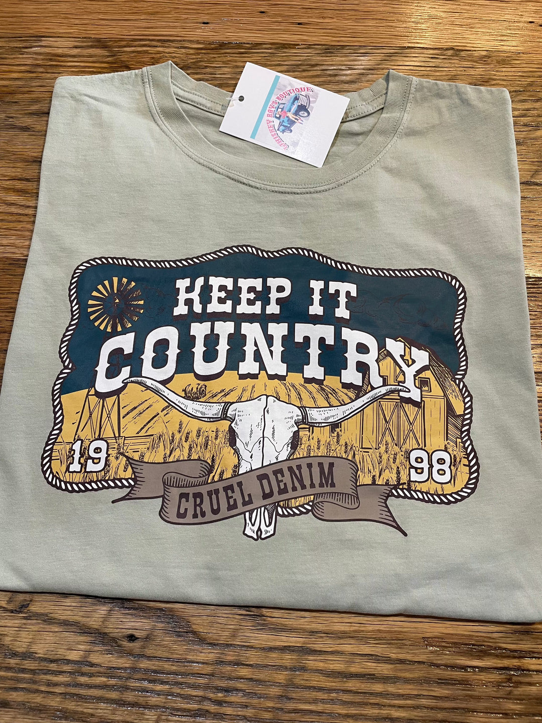 Women's "Keep It Country" Long Sleeve Shirt-Long Sleeves-Cruel-Whiskey Ray's Boutique, Women's Western Wear Boutique in Waxahachie, TX