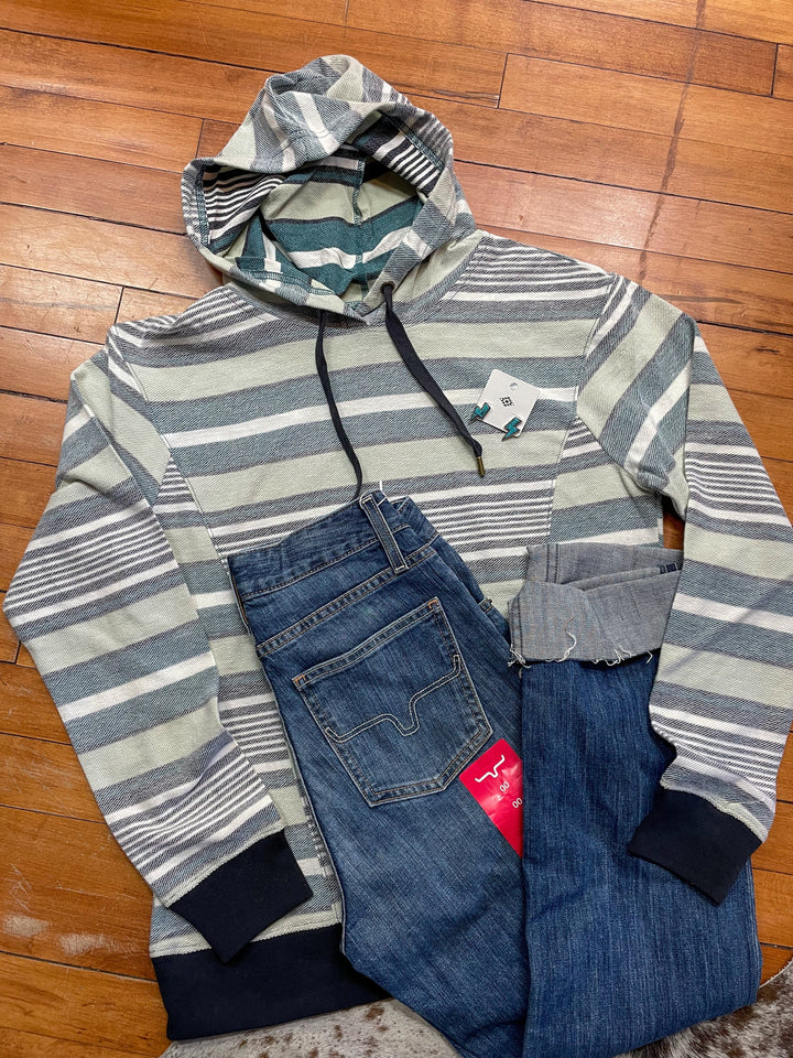 Woman's Striped Hoodie-Multi-Sweaters-Cruel-Whiskey Ray's Boutique, Women's Western Wear Boutique in Waxahachie, TX