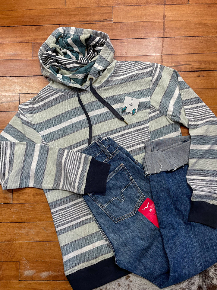 Woman's Striped Hoodie-Multi-Sweaters-Cruel-Whiskey Ray's Boutique, Women's Western Wear Boutique in Waxahachie, TX