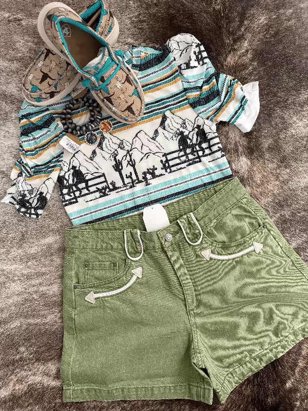 Women's Striped Wild West Tee - Cream-t-shirt-Cruel-Whiskey Ray's Boutique, Women's Western Wear Boutique in Waxahachie, TX