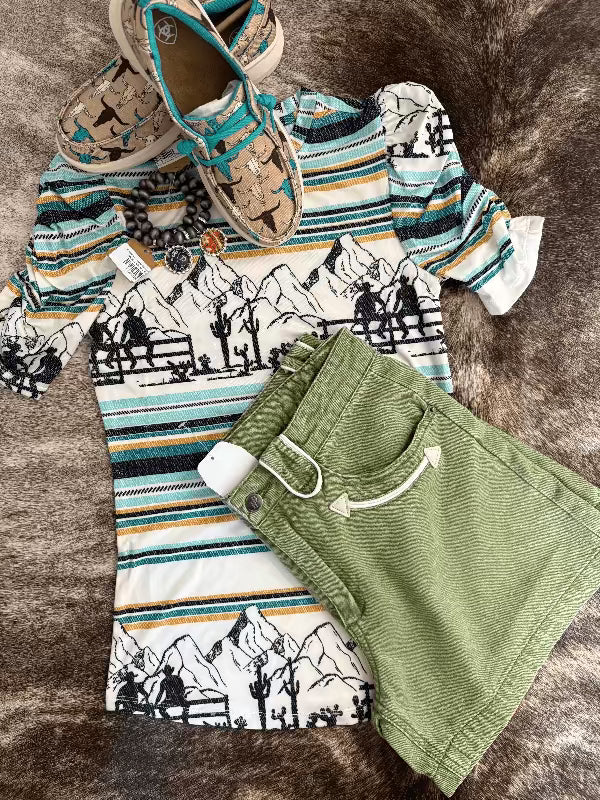 Women's Striped Wild West Tee - Cream-t-shirt-Cruel-Whiskey Ray's Boutique, Women's Western Wear Boutique in Waxahachie, TX