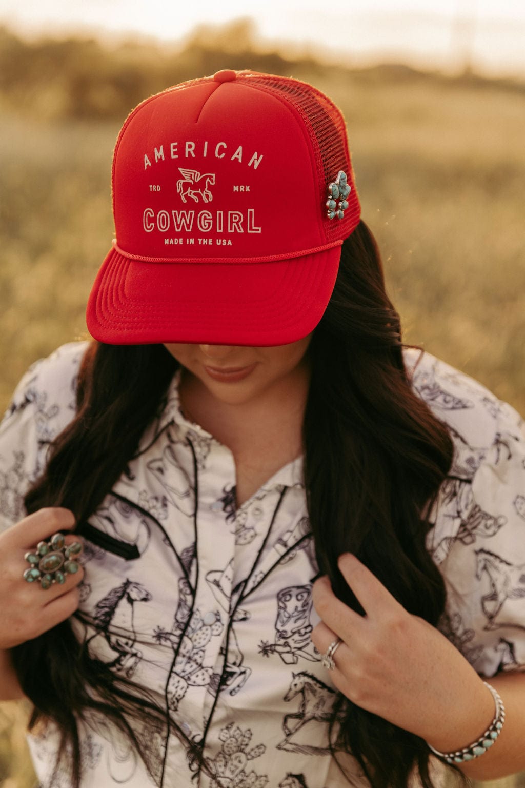 Women's American Cowgirl Trucker Hat-Hats-HowdyHanny-Whiskey Ray's Boutique, Women's Western Wear Boutique in Waxahachie, TX