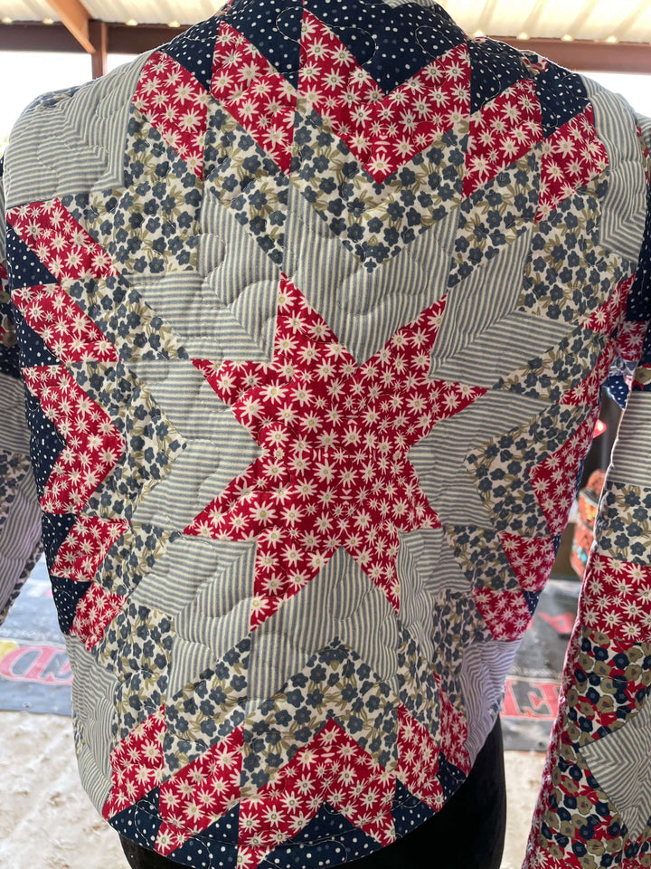 Adeline Patchwork Americana Quilted Cropped Jacket-Coats & Jackets-Ida Mae Home-Whiskey Ray's Boutique, Women's Western Wear Boutique in Waxahachie, TX