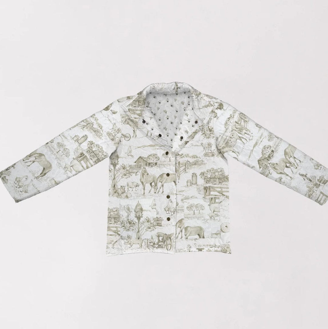 Aledo Toile Linen Quilted Snap Jacket-Coats & Jackets-Ida Mae Home-Whiskey Ray's Boutique, Women's Western Wear Boutique in Waxahachie, TX