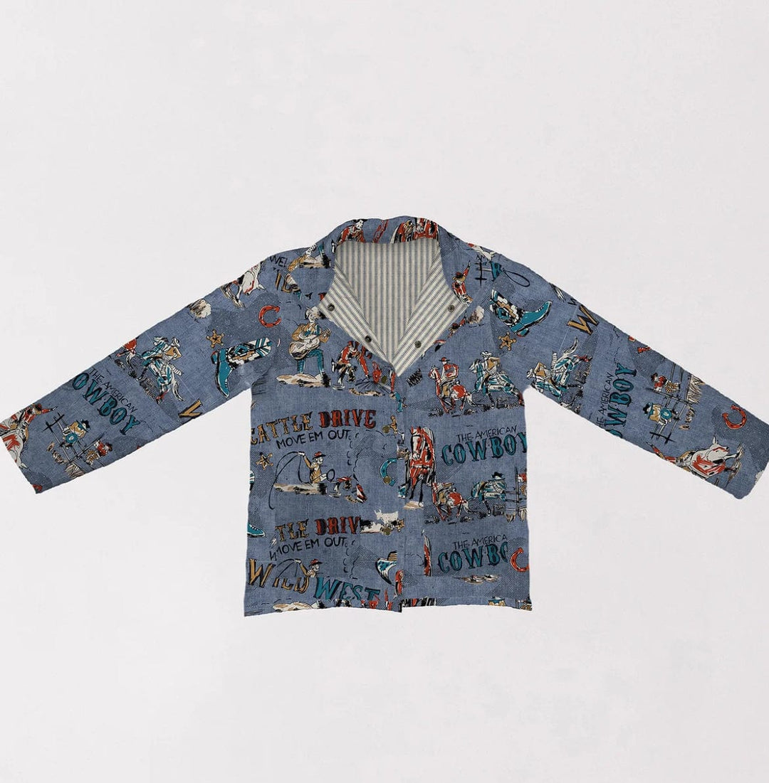 Cattle Drive Chambray Quilted Snap Jacket-Coats & Jackets-Ida Mae Home-Whiskey Ray's Boutique, Women's Western Wear Boutique in Waxahachie, TX