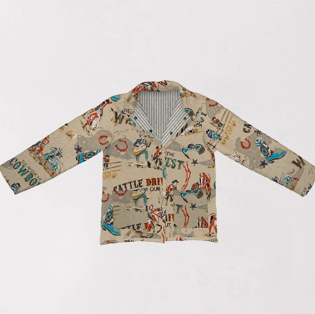 Cattle Drive linen Quilted Snap Jacket-Coats & Jackets-Ida Mae Home-Whiskey Ray's Boutique, Women's Western Wear Boutique in Waxahachie, TX