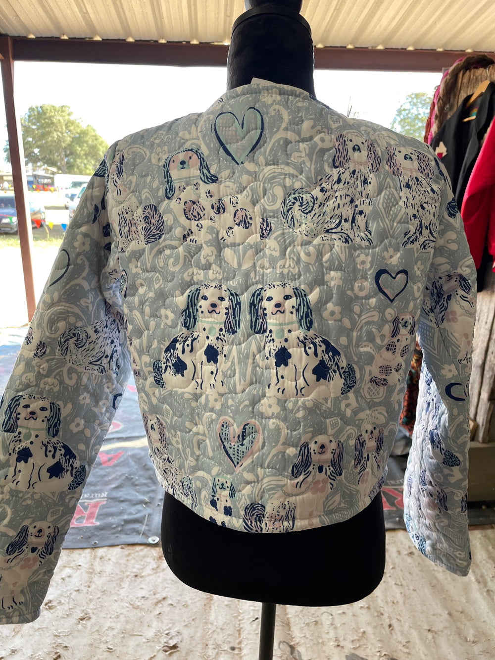 Foo Dogs Light Blue Quilted Cropped Jacket-Coats & Jackets-Ida Mae Home-Whiskey Ray's Boutique, Women's Western Wear Boutique in Waxahachie, TX