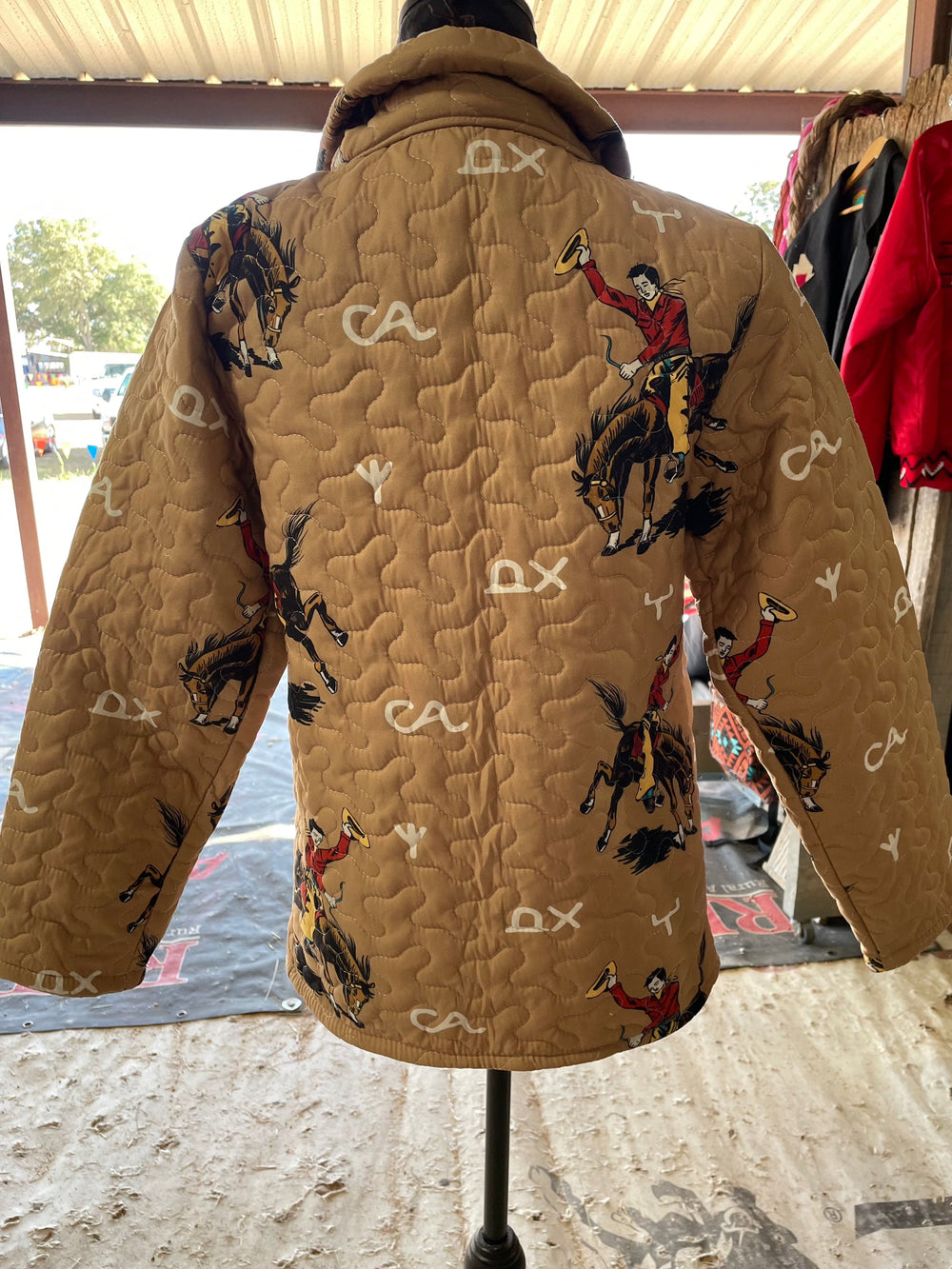Lazy J in Gold Quilted Jacket-Coats & Jackets-Ida Mae Home-Whiskey Ray's Boutique, Women's Western Wear Boutique in Waxahachie, TX