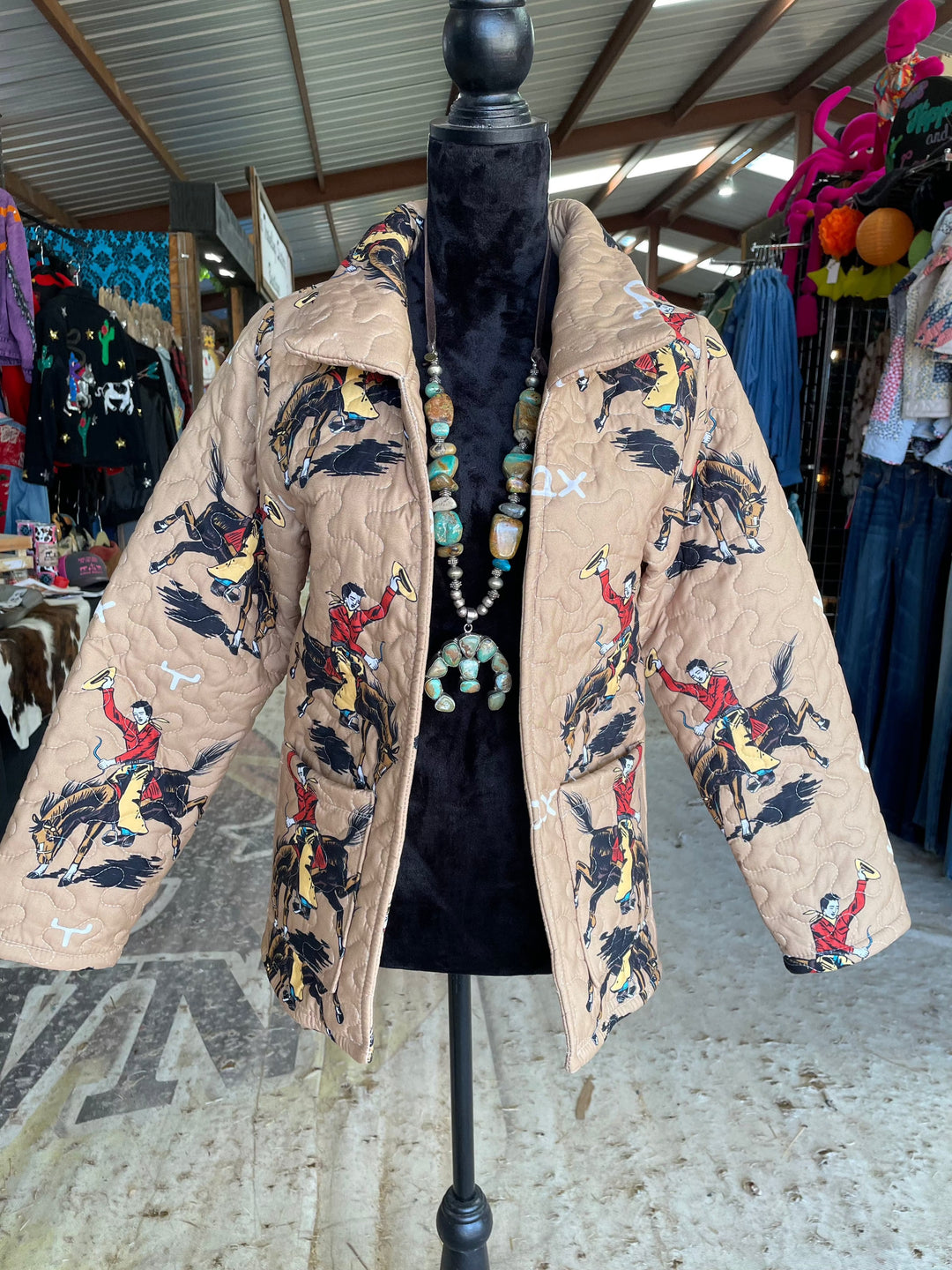 Lazy J in Gold Quilted Jacket-Coats & Jackets-Ida Mae Home-Whiskey Ray's Boutique, Women's Western Wear Boutique in Waxahachie, TX
