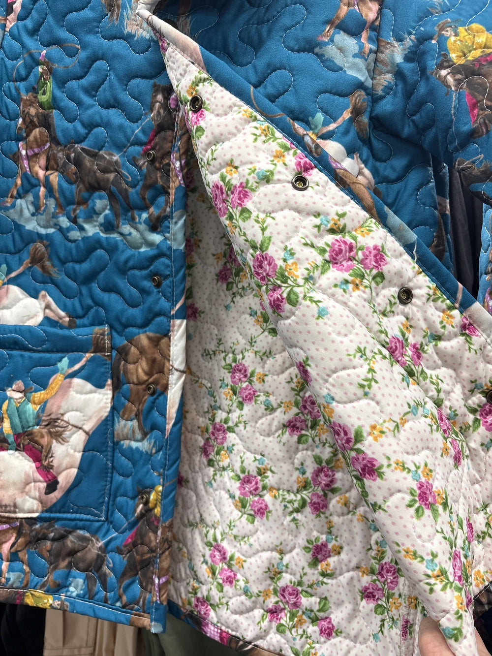 Ida Mae Home Coats & Jackets Roselynn Peacock Quilted Snap Jacket