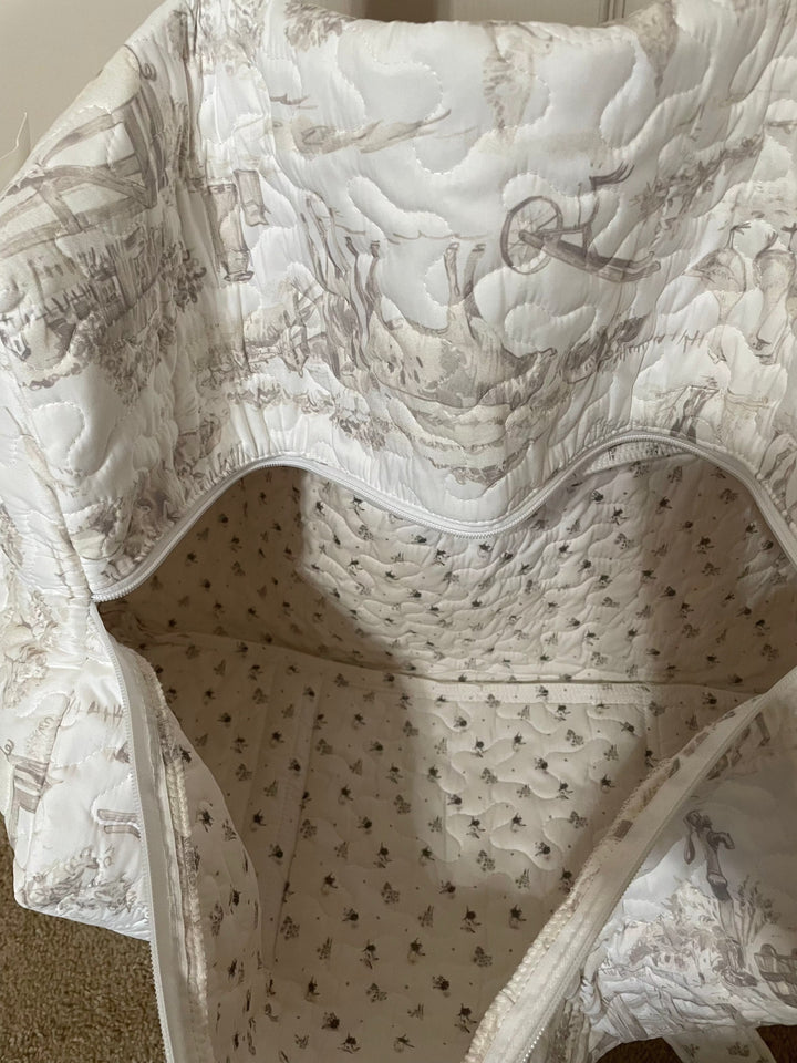 Aledo Toile Linen Quilted Duffle Bag-Duffel Bags-Ida Mae Home-Whiskey Ray's Boutique, Women's Western Wear Boutique in Waxahachie, TX
